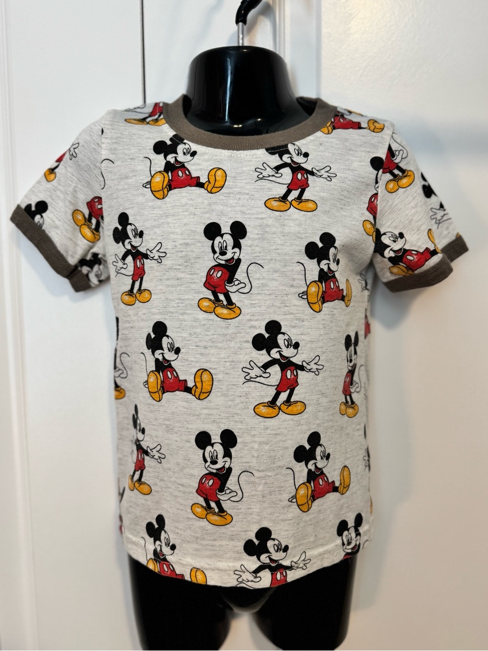 Disney Mickey Mouse Short Sleeve Tee Gray Red Yellow